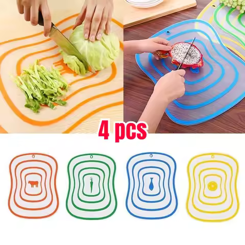 4pcs Kitchen Non-slip Chopping Blocks Tool Flexible Transparent Cutting Board Cutting Boards Classif
