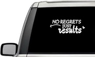 No Regrets Just Results Motivational Inspirational Relationship Quote Window Laptop Vinyl Decal Decor Mirror Wall Bathroom Bumper Stickers for Car 6 Inch