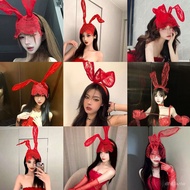 Lace Headband Red Bunny Ears Headband Prom Lace Headband Halloween Headwear