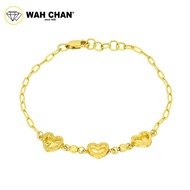 WAH CHAN 916 Gold Bracelet - Triple Love OSB1202
