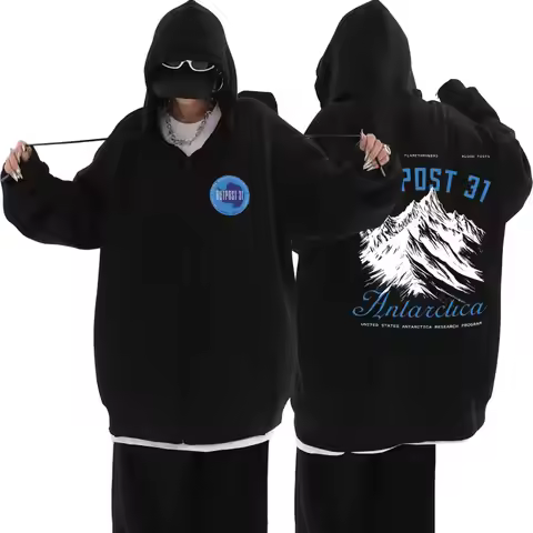 Outpost 31 Logo 80s Movies Zipper Hoodies Movie The Thing 1982 Monster Horror Sci-fi Film Zip Up Jac
