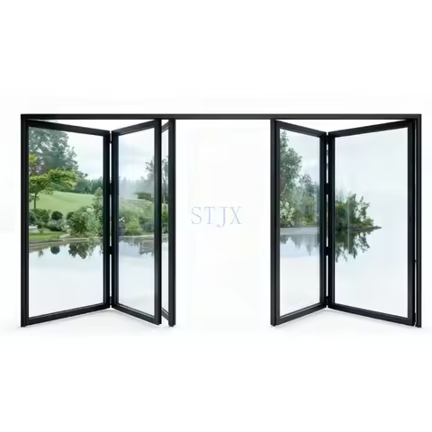 Retractable PVC Accordion Gate High Durability Hurricane Proof Aluminum Glass Bifold Folding Door Se
