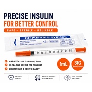 [Ready Stock Malaysia]  Insulin Syringe 31g 6mm/8mm Disposable Sterile with Needle