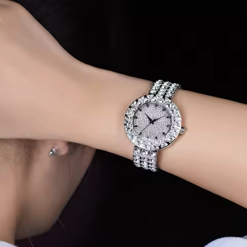 Full Crystal Luxury Davena Lady Women's Watch Elegant Rhinestone Fashion Hours Dress Bracelet Panthe