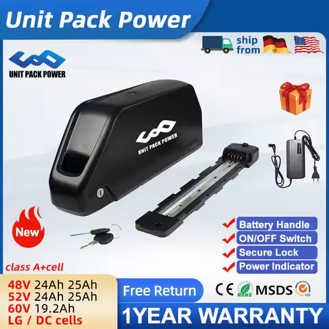 Ebike Battery 48V 25AH Electric Vehicle 60V 20AH 52V 25AH Bicycle Polly DP-6 Lower Tube 40A BMS 350W