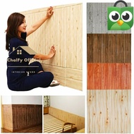 (Terlaris) Wallpaper Dinding 3D Wooden Foam Motif Kayu Wall Sticker