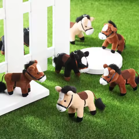 12-120Pcs 4inch Horse Stuffed Animal Horse Toys Horse Plush Adopt A Horse Party Favor Standing Stuff