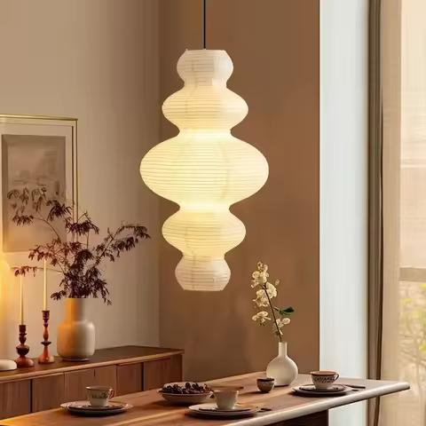 Rice Paper Pendant Light Akari Designer Japanese Lamp Hanging White Lamp for Dining Stairwell Lights