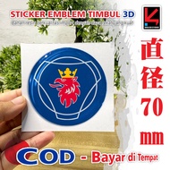 SCANIA EMBLEM RAISED MOTORCYCLE STICKER 70 MM FLEXIBLE RAISED 3D EMBLEM