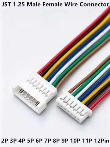 10Pcs JST 1.25 Male Female Wire Connector Pitch 1.25mm 2P 3P 4P 5P 6P 7P 8P 9P 10P 11P 12Pin Plug Ja