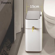 Fonowx Bathroom Trash Can Sealed Lid Waterproof Narrow Trash Bin Automatic Trash Bin