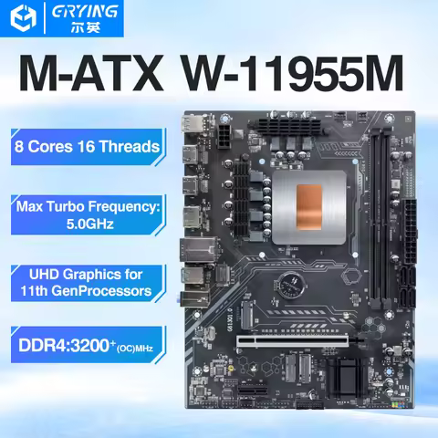 ERYING M-ATX Kit Xeon W 11955M CPU Motherboard Combo 2.6GHz 8C16T Processador LGA1151 DDR4 RAM NVME/