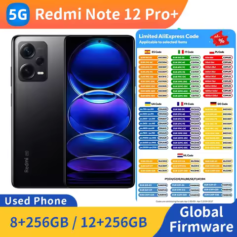 Redmi Note 12 Pro+ Plus 5G 200MP RAM 12GB ROM 256GB 5000mAh 2400x1080px 6.67 inch Used Phone