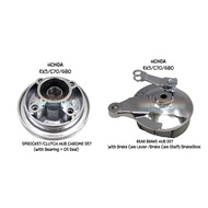 (PNOS)HONDA EX5/C70/GBO CHROME SPROCKET CLUTCH HUB SET + REAR BRAKE HUB SET