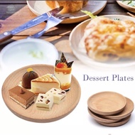Beech Wood Round Dinner Plate Wooden Utensils Western Food Round Desert Serving Tray Snack Fruit Cak