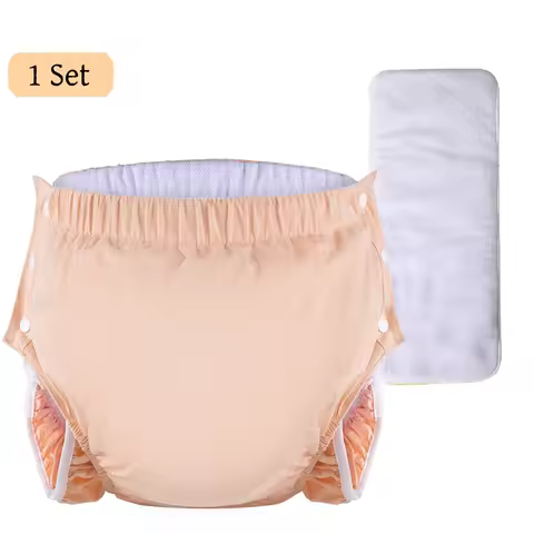 Unisex Washable Cotton Cloth Incontinence Pants Leak Proof Diapers Breathable Elasticated Adult Diap