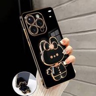 เคสโทรศัพท์ชุบไฟฟ้าซิลิโคนลายแมวน่ารักหรูหรา, ที่วางแมวน่ารักสร้างสรรค์พร้อมกระจกแต่งหน้าในตัว, เคสอ