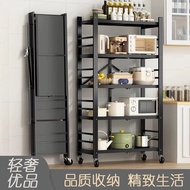 3-5Layer Folding Racks Kitchen Metal Rack Shelves With Wheels Kitchen Rack Organizer Foldable Shelf