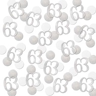 Silver Glitter 63 Confetti, 63rd Birthday Number Confetti, 200pcs Anniversary Party Table Decoration