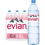 evian Mineral Water Naturally Filtered Drinking Water 6x1.5L Bottled Water Crafted by Nature