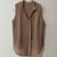 Beige Sleeveless Blouse