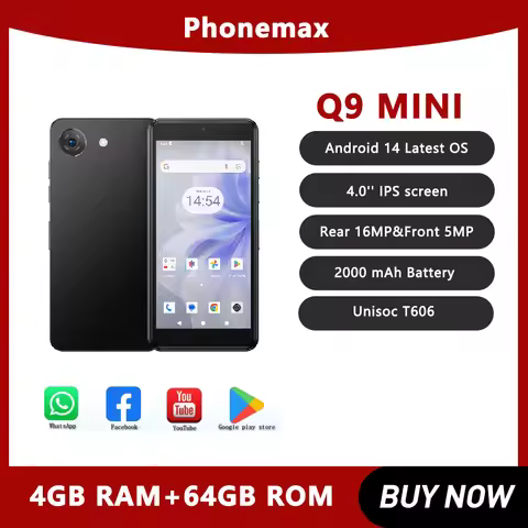 UNIWA Phonemax Q9MIN 4G Smartphone 4.0 Inch Display Small Phone 4GB RAM +64GB ROM 16MP 2000mAh SOS A