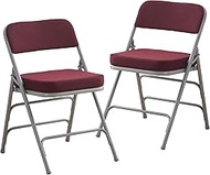 BOOSDEN Padded Folding Chair 2 Pack, Foldable Chair with Thick Cushion, Heavy Duty Metal Folding Chair for Outdoor &amp; Indoor &amp; Dining &amp; Party, Red