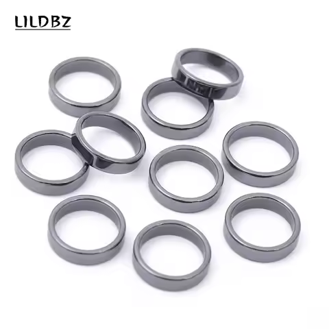 Natural Stone Hematite Ring 4T6T10T Flat Arc Black Gallstone Couple Non-magnetic Ring Health Care Ra