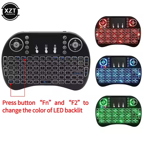 2.4G Mini Wireless Keyboard 3 Color Backlit I8 English Russian Air Mouse Touchpad Remote Control For