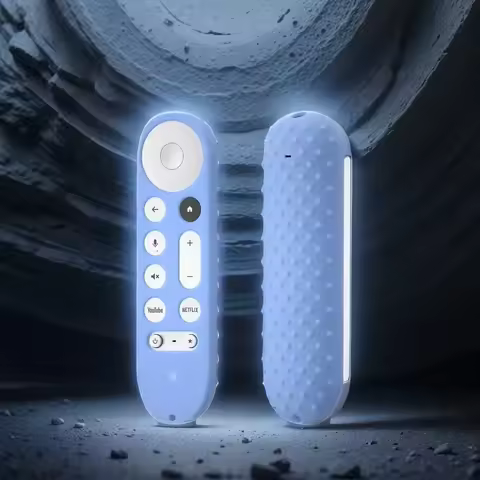 Silicone Case with Lanyard for Google Chromecast TV 4K 2024 Voice Remote, Non-Slip Case, Smart Home 