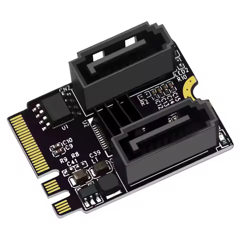 M.2 A+E KEY to SATA 3.0 Extend Card Convert 2Ports of 6GPS SATA Adapter Connect SSD HDD Drive Free J