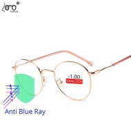 Blue Light Blocking Myopia Glasses Anti Glare Computer Round Specs for Women Men Eyeglasses -50 -100