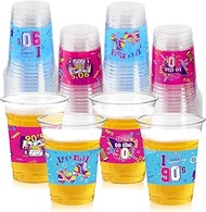 90s Theme Party Decoration Plastic Cups, Back to 90's 50 Pcs 16 OZ Disposable Drinkware Cups for Ret