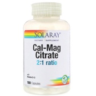 Solaray, Cal-Mag Citrate, 2:1 Ratio with Vitamin D-3, 180 Capsules