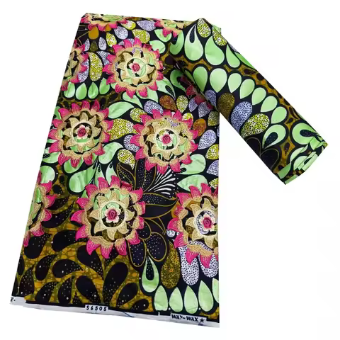 2026 New Style Nigeria Lace Golden Stone- Wax Fabric - High Quality African Wax Print Fabric for Pat