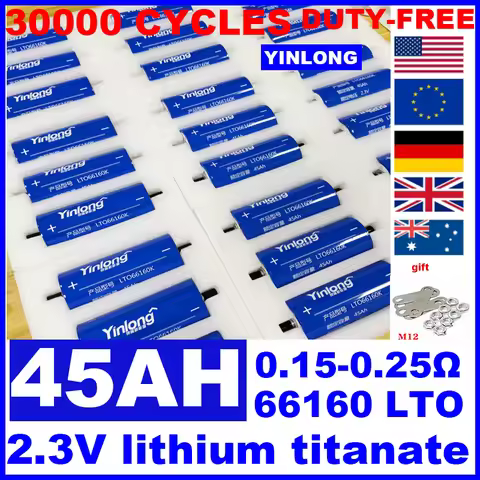 100% Original yinlong 2.3v 45ah lto 66160 lithium titanate battery DIY 12V 24V 48V solar speaker car