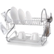 Ls Household dish rack double-layer bowl intestine cup dish drain rack dish rack stainless steel