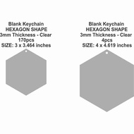 BLANK KEYCHAIN - HEXAGON SHARE - 3MM ACRYLIC - 170PCS + 4inch 4pcs