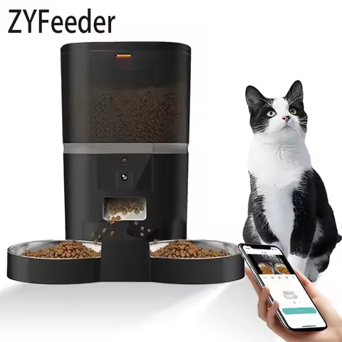 4L Automatic Cat Feeder Smart Pet Feeder For Cats Small Dogs Food Dispenser With Camera Recorder Tim