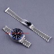 For Orient Kamasu 22mm Silver Jubilee Solid Screw link Hollow CurvedEnd WatchBand Bracelets With Oyster Deployment Clasp