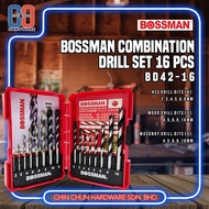 BOSSMAN BD4216 COMBINATION DRILL BIT SETS | HIGH QUALITY DRILL BIT | 16PCS DRILL BIT SETS