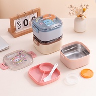 820ml Double Layers Cartoon Stainless Steel 304 Lunch Box With Spoon Portable Kids Bento Box Student