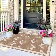3x5 Floral Entrance Mat - Small Washable Indoor Outdoor Rug, Non-Slip Doormat For Front Door Porch, 