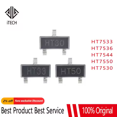 10PCS HT7530 HT7533 HT7536 HT7544 HT7550 HT30 HT33 HT36 HT44 HT50 3V 3.3V 5V 4.4/3.6V SOT23 SMD LDO