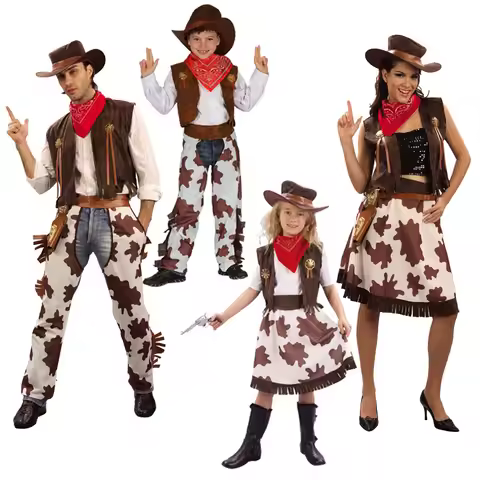Halloween Adult Western Cowgirl Costume Children Cowboy Purim Cosplay Carnival Costume Party Dress P