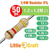 50pcs Resistor 0.25W 5% 1.2 - 1.2M Ohm