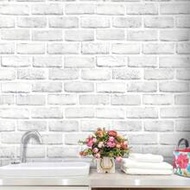 1 Roll Retro Grey White Brick Wallpaper Peel And Stick Wallpaper White Grey Brick Contact Paper 3D B