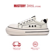 【COD】Mistery รองเท้าสีขาว พื้นรองเท้าหนา 3.5cm เพิ่มความสูง นักเรียน รองเท้าผ้าใบแบน (MIS-2446)