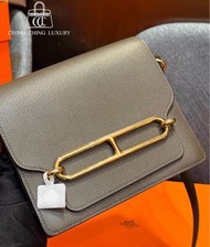 🌈Hermes💚Mini Roulis 19💚C6灰綠色金扣🌈98新🌟Evercolor皮🌟miniroulis🌟roulis19🌟roulis🌟愛馬仕🌟