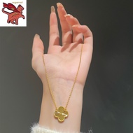 rantai gold 916 original Malaysia Clover necklace light luxury niche design lucky clavicle chain wom